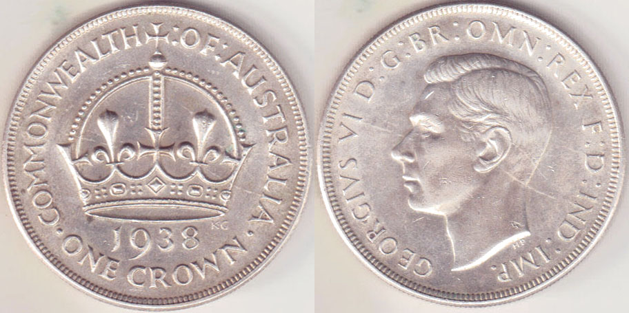 1938 Australia silver Crown (gVF) A003190